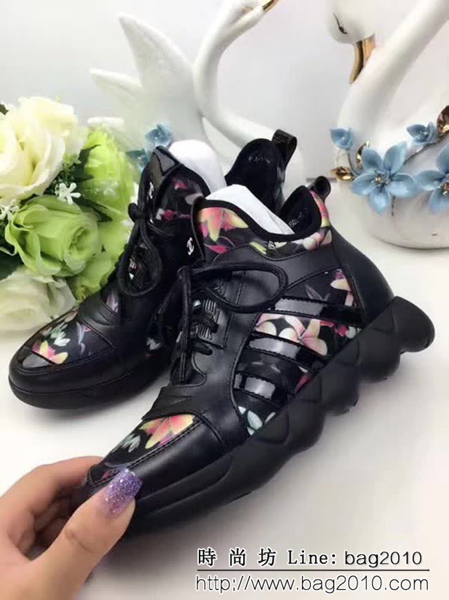 CHANEL香奈兒 最新款846 歐彈力布+牛皮 內增高女休閒鞋 QZS1450
